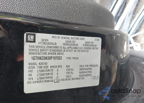 2008 GMC Sierra 2500Hd Slt from USA, damaged, VIN 1GTHK23K08F187822